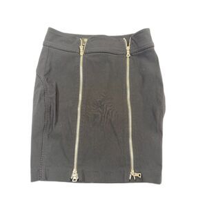 GUESS Jeans Black Stretch Mini Skirt Double Zipper Bodycon Sexy Night Out Sz 26